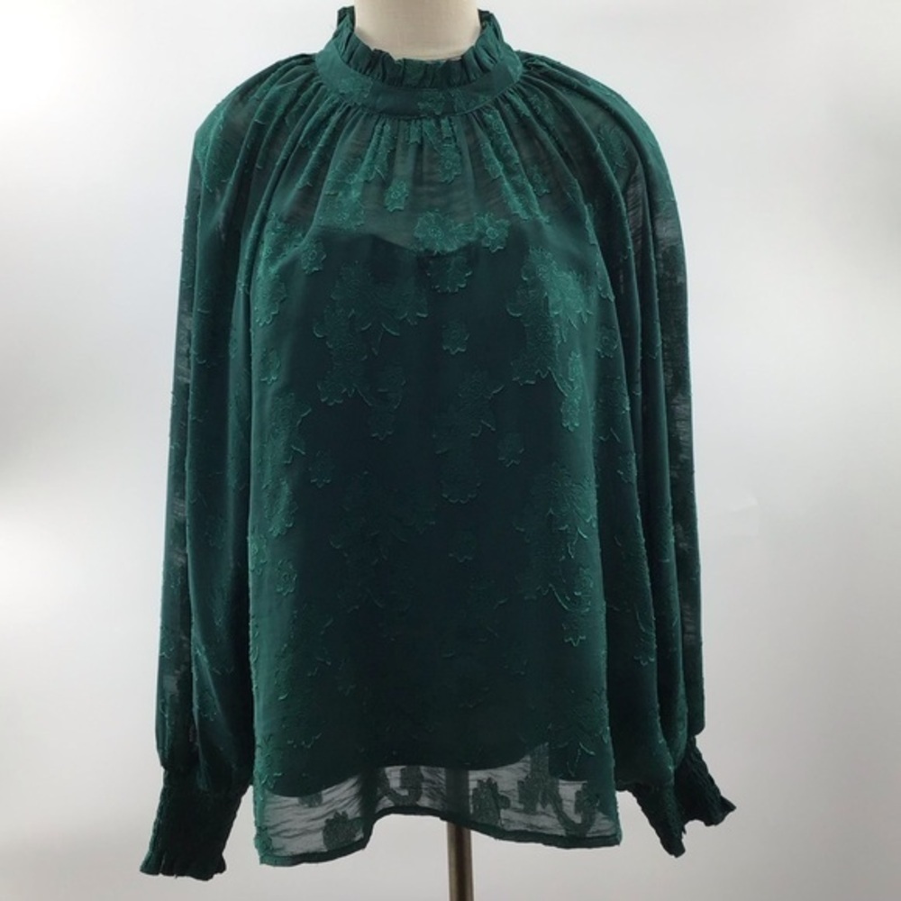 Entro Sheer Teal Lace Blouse